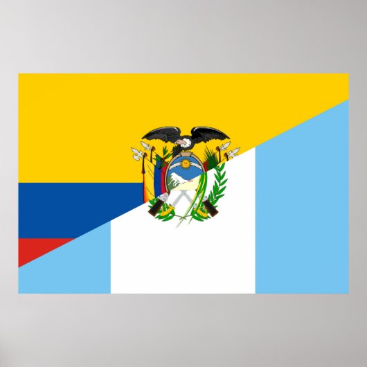 Poster Equateur Guatemala - symbole du pays à demi drapea (Devant)