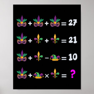 Poster Équation de maths de Mardi Gras pour les étudiants