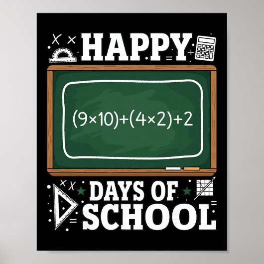 Poster Équation mathématique drôle Joyeux 100 jours d'éco (Devant)