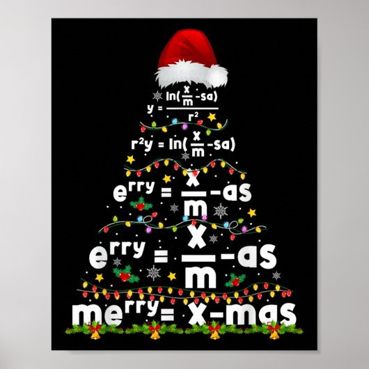 Poster Équation mathématique Joyeux Noël Saison Enseignan (Devant)