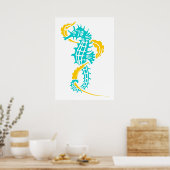 Poster Equestre bleu turquoise, jaune et algues (Cuisine)