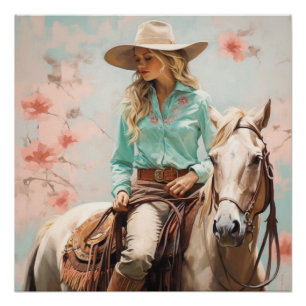 Poster Equestre enchantée : Cowgirl Wall Art