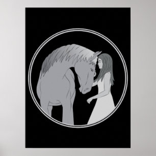 Poster Équestre équestre fille et cheval