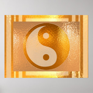 Poster Équilibre de YIN YANG : Large frontière d'or