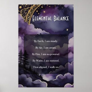 Poster Équilibre Élémentaire Prière Païenne sous le Ciel