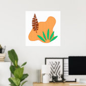 Poster Équilibre Tropical – Art botanique abstrait de feu (Bureau à domicile)