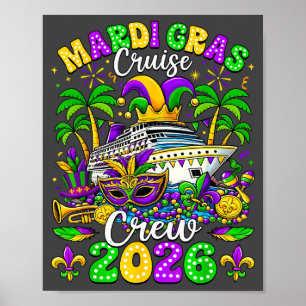 Poster Équipage de croisière Mardi Gras 2025 Voyage Nouve