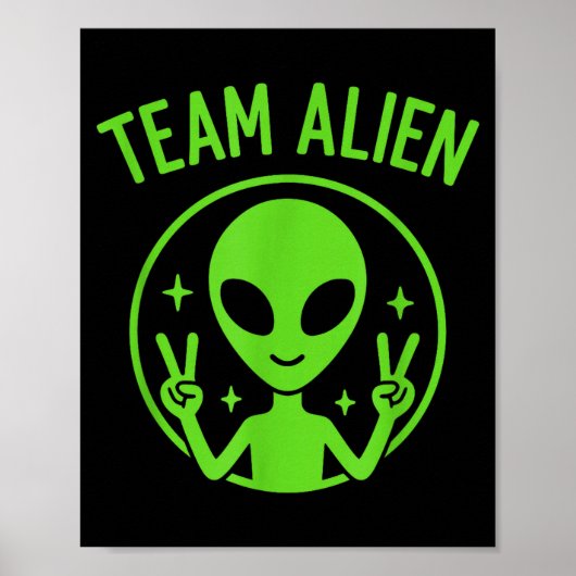 Poster Équipe Alien - Signe de Paix Extraterrestre Vert D (Devant)