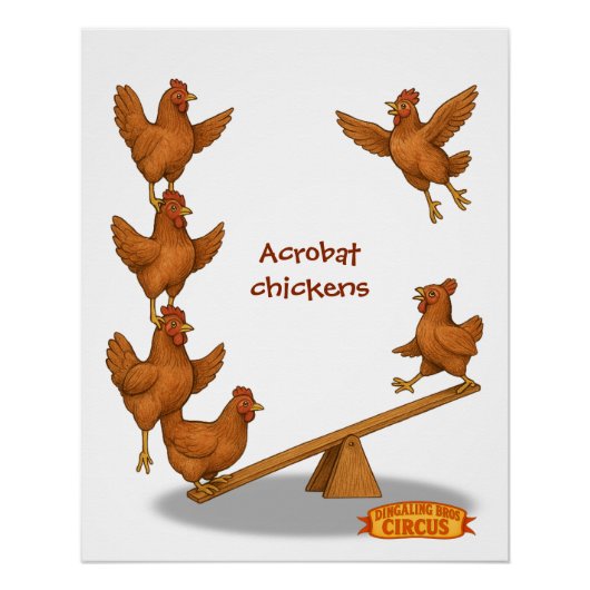 Poster Équipe d'acrobates des poulets gazouillants (Devant)