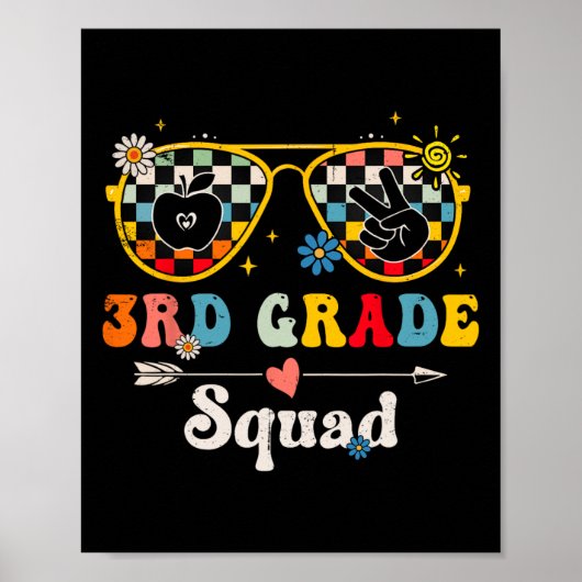 Poster Équipe de 3e année Mignonne Groovy Enseignant Élèv (Devant)