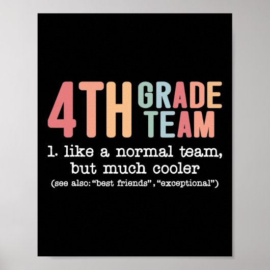 Poster Équipe de 4e année enseignant Comme une équipe nor (Devant)