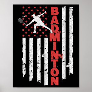 Poster Équipe de badminton Drapeau américain Usa Badminto