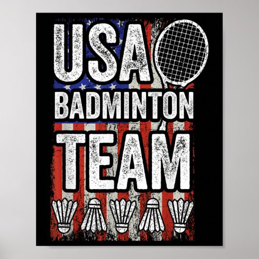 Poster Équipe de badminton Usa Drapeau américain Badminto (Devant)