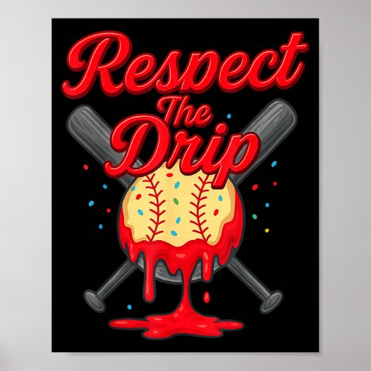 Poster Équipe de baseball Drip pour garçons et filles Gla (Devant)