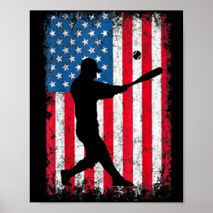 Poster Équipe de baseball du drapeau américain Hommes Gar