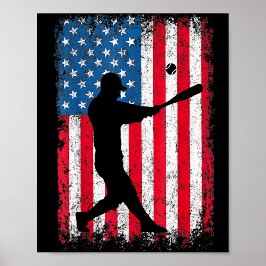 Poster Équipe de baseball du drapeau américain Hommes Gar (Devant)