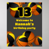 Poster équipe de basket-ball en or noir couleurs accueil (Devant)