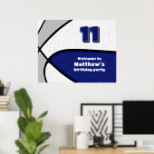 Poster équipe de basket bleu gris couleurs accueil (Bureau à domicile)