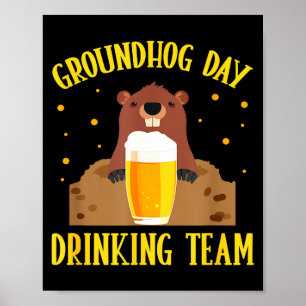Poster Équipe de boisson de la journée de la marmotte drô