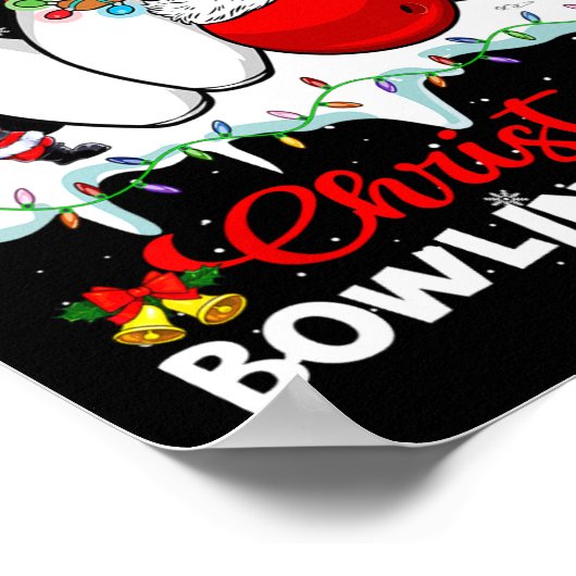 Poster Équipe de bowling de Noël Dabbing Père Noël Elf Bo (Coin)