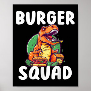 Poster Équipe de burger de dinosaure T-rex amateurs de ha
