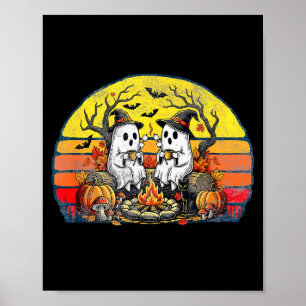 Poster Équipe de camping effrayant joyeuse Halloween Feu