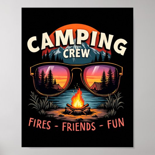 Poster Équipe de camping enflamme des amis pour des vacan (Devant)