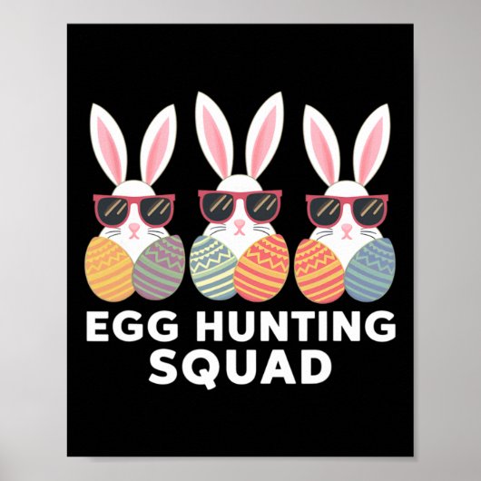 Poster Équipe de chasse aux œufs Garçons Filles Pâques Fa (Devant)