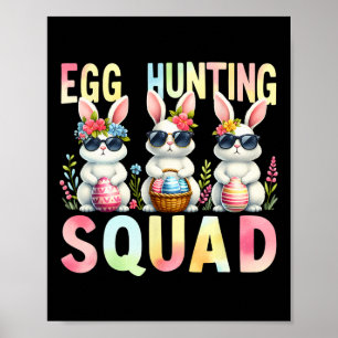Poster Équipe de chasse aux oeufs Jour de Pâques Chasse a