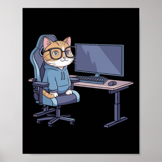 Poster Équipe de chat de joueur Mème drôle 1 (Devant)
