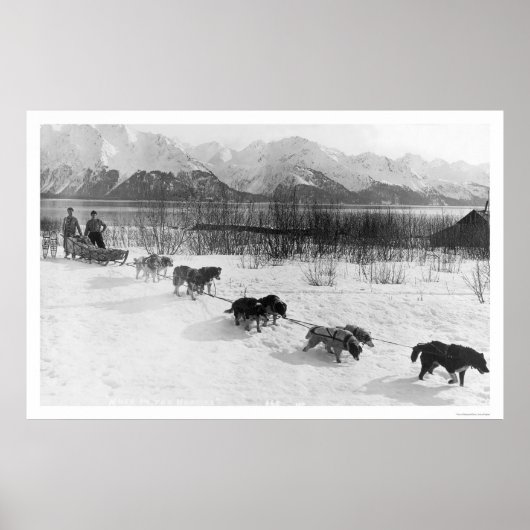 Poster Équipe de chiens Husky Alaska 1918 (Devant)