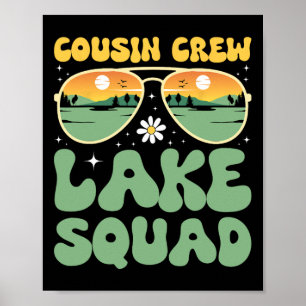 Poster Équipe de cousins Lac Squad Sunset Famille Camping