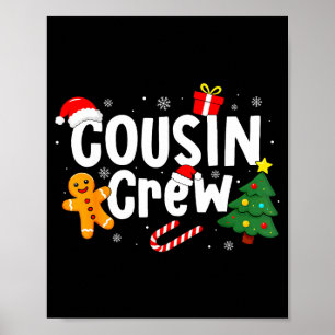 Poster Équipe de cousins rétro gâteau de Noël Père Noël f