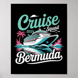 Poster Équipe de croisière aux Bermudes 2025 Vacances d'é
