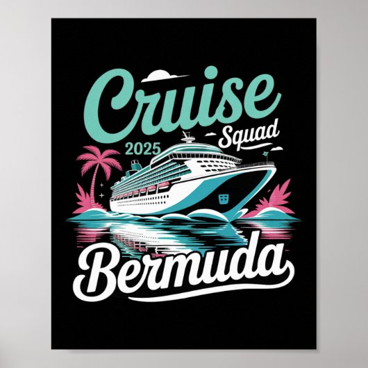 Poster Équipe de croisière aux Bermudes 2025 Vacances d'é (Devant)