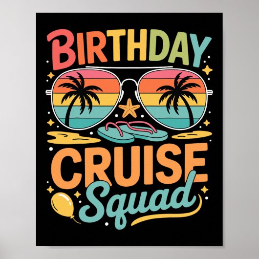 Poster Équipe de croisière d'anniversaire Réunion de vaca (Devant)