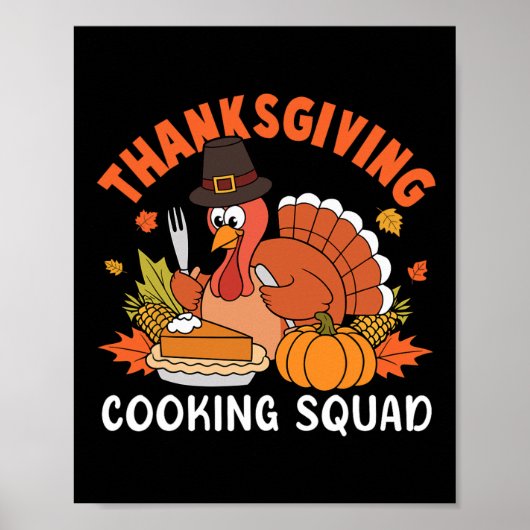Poster Équipe de cuisine de Thanksgiving Équipe Chef de d (Devant)