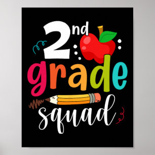 Poster Équipe de deuxième année amusant Ck à l'école 2e a