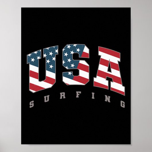 Poster Équipe de drapeau Usa Surf Support Athlète Surfing (Devant)