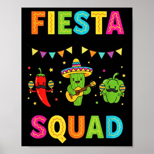 Poster Équipe de fiesta cactus mignon piment poivron enfa (Devant)