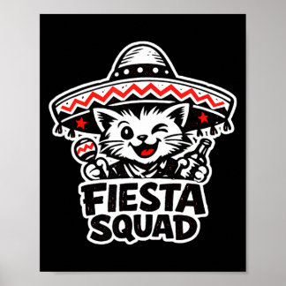 Poster Équipe de fiesta, chat amusant, design cinq mai de