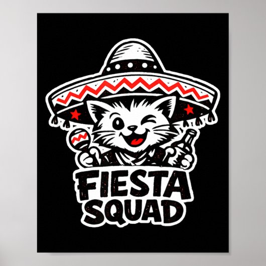 Poster Équipe de fiesta, chat amusant, design cinq mai de (Devant)