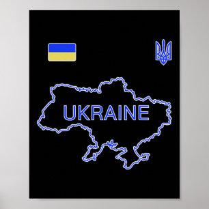 Poster Équipe de football d'Ukraine Maillot Ukr Carte et