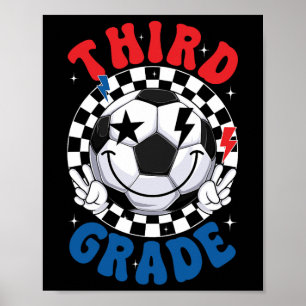Poster Équipe de football groovy de troisième année Premi