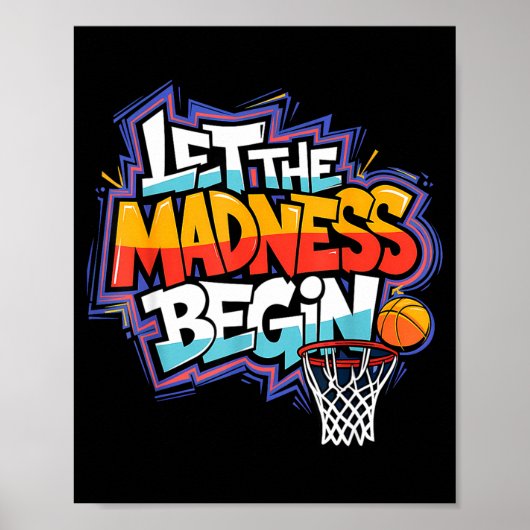 Poster Équipe de graffiti de basket-ball début mars fou (Devant)