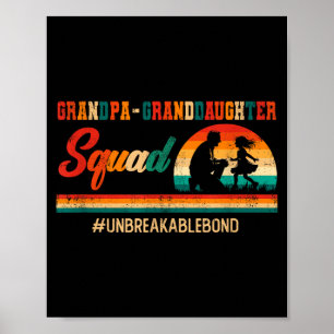 Poster Équipe de grand-père rétro vintage petite-fille fê