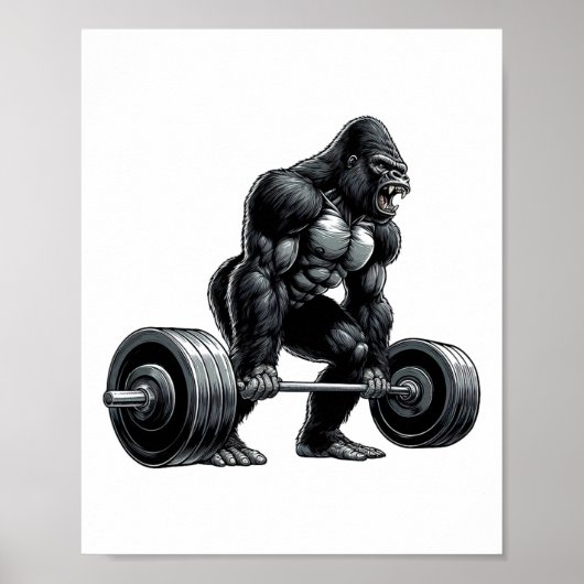 Poster Équipe de gym Fitness Groupe Haltérophilie Gorille (Devant)