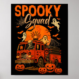 Poster Équipe de Halloween effrayante Squelette conduisan
