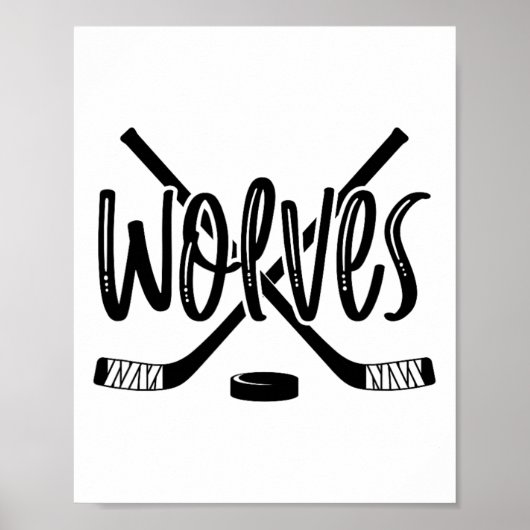 Poster Équipe de hockey des loups Mascotte école Esprit J (Devant)