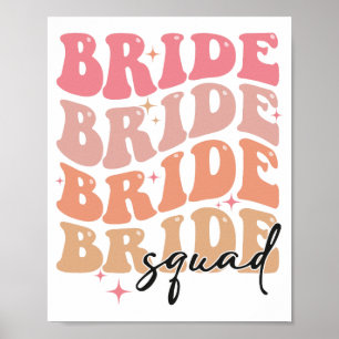 Poster Équipe de mariée thème groovy Baby Shower EVJF